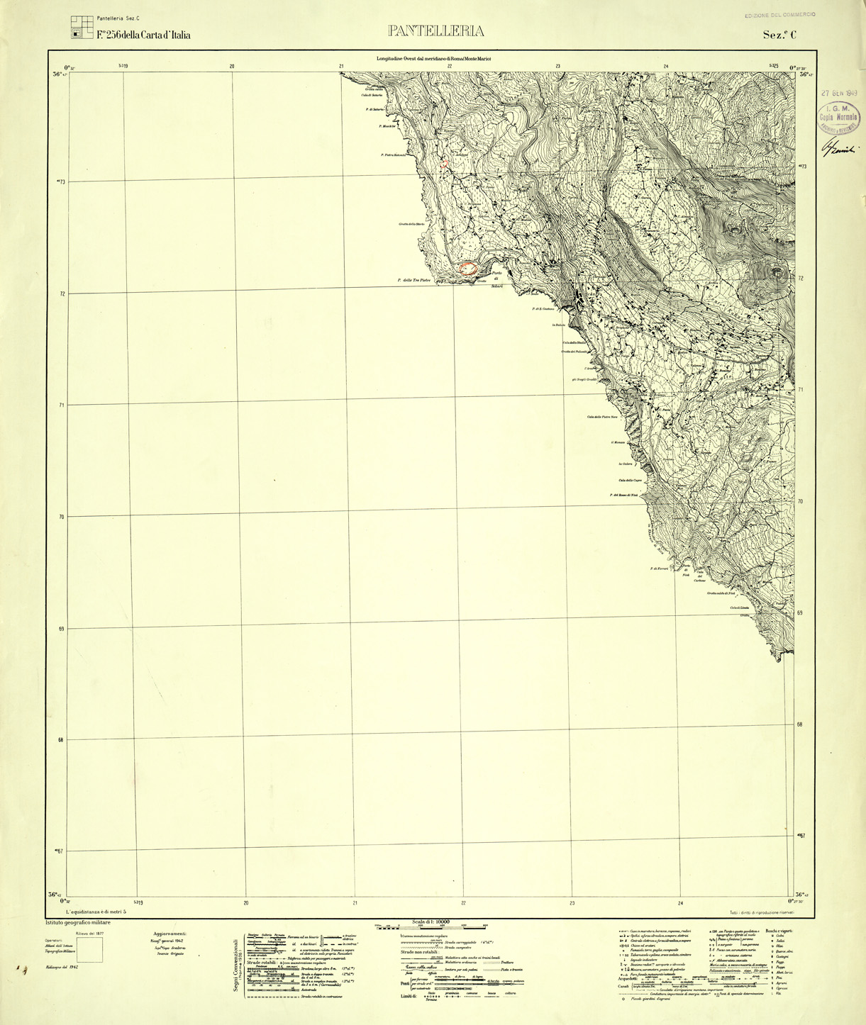 (N:32444) PANTELLERIA - SEZIONE C - EDIZIONE COMMERCIO (SE007142) Carte e stampe antiche: riproduzione a colori su carta (formato A1)