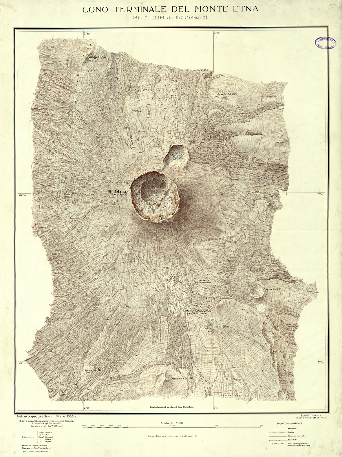 (N:32447) CONO TERMINALE DEL MONTE ETNA (SE007145) Carte e stampe antiche: riproduzione a colori su carta (formato A1)