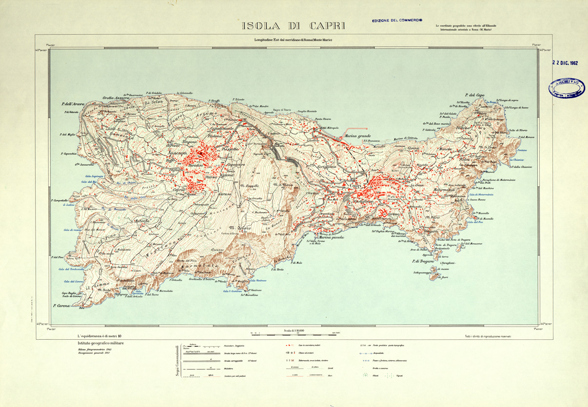 (N:32464) ISOLA DI CAPRI (SE007162) Carte e stampe antiche: riproduzione a colori su carta (formato A1)