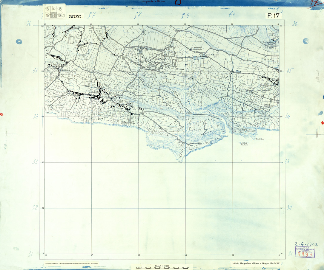 (N:32568) MALTA - ISOLA DI GOZO - SEZIONE 17 (NERO). (SE007267) Carte e stampe antiche: riproduzione a colori su carta (formato A1)