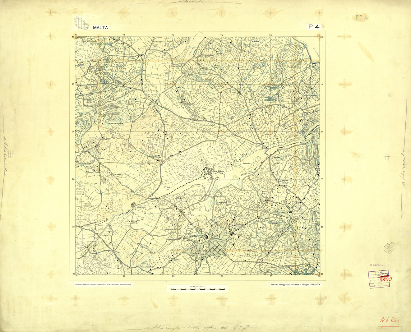 (N:32590) ISOLA DI MALTA - FOGLIO 4 (NERO). (SE007290) Carte e stampe antiche: riproduzione a colori su carta (formato A1)
