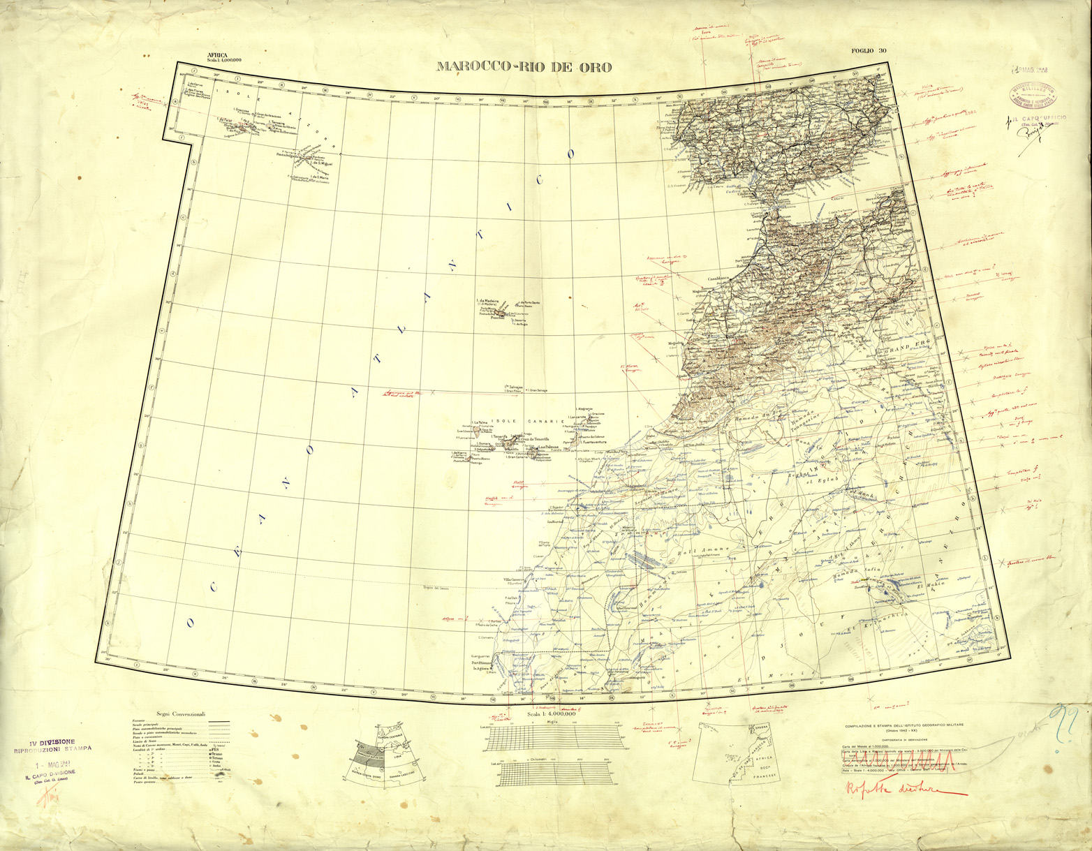 (N:32687) MONDO - MAROCCO - RIO DE ORO - FOGLIO 30. (SE007386) Carte e stampe antiche: riproduzione a colori su carta (formato A1)