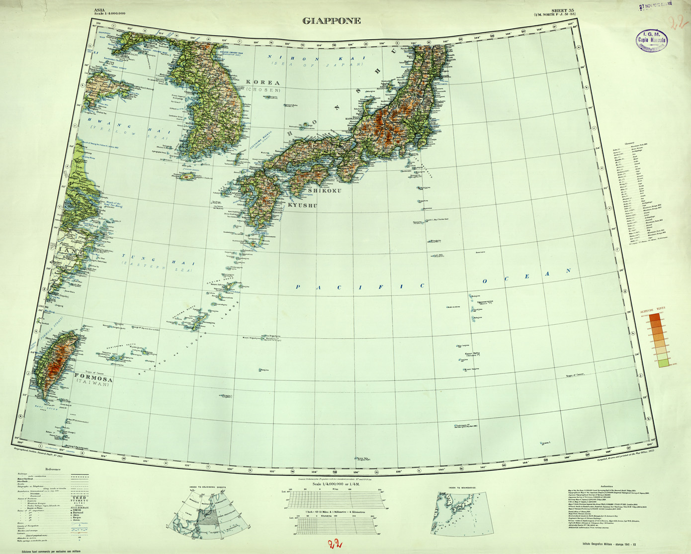 (N:32692) MONDO - GIAPPONE - FOGLIO 35. (SE007391) Carte e stampe antiche: riproduzione a colori su carta (formato A1)