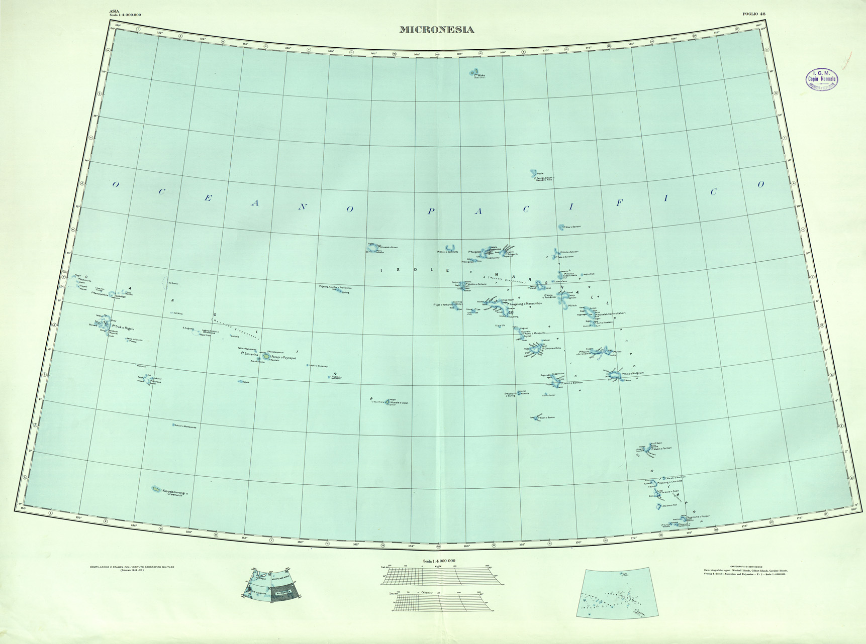 (N:32696) MONDO - MICRONESIA - FOGLIO 48. (SE007395) Carte e stampe antiche: riproduzione a colori su carta (formato A1)
