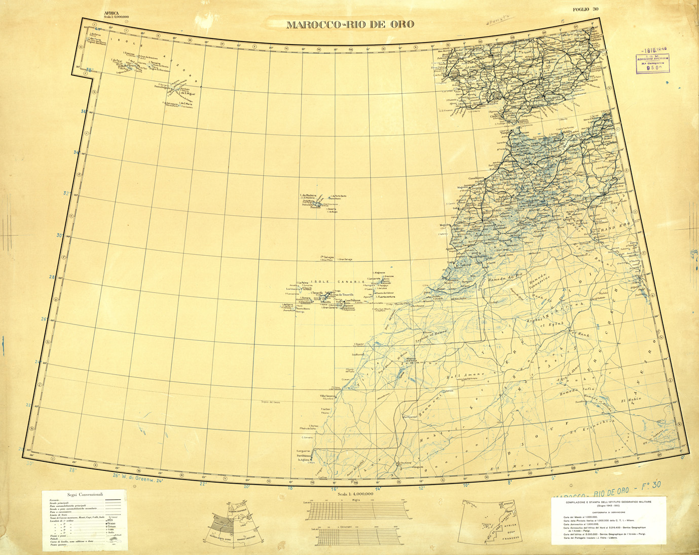(N:32725) MONDO - MAROCCO - RIO DE ORO - FOGLIO 30. ORIGINALI A COLORI SEPARATI. NERO (SE007423) Carte e stampe antiche: riproduzione a colori su carta (formato A1)