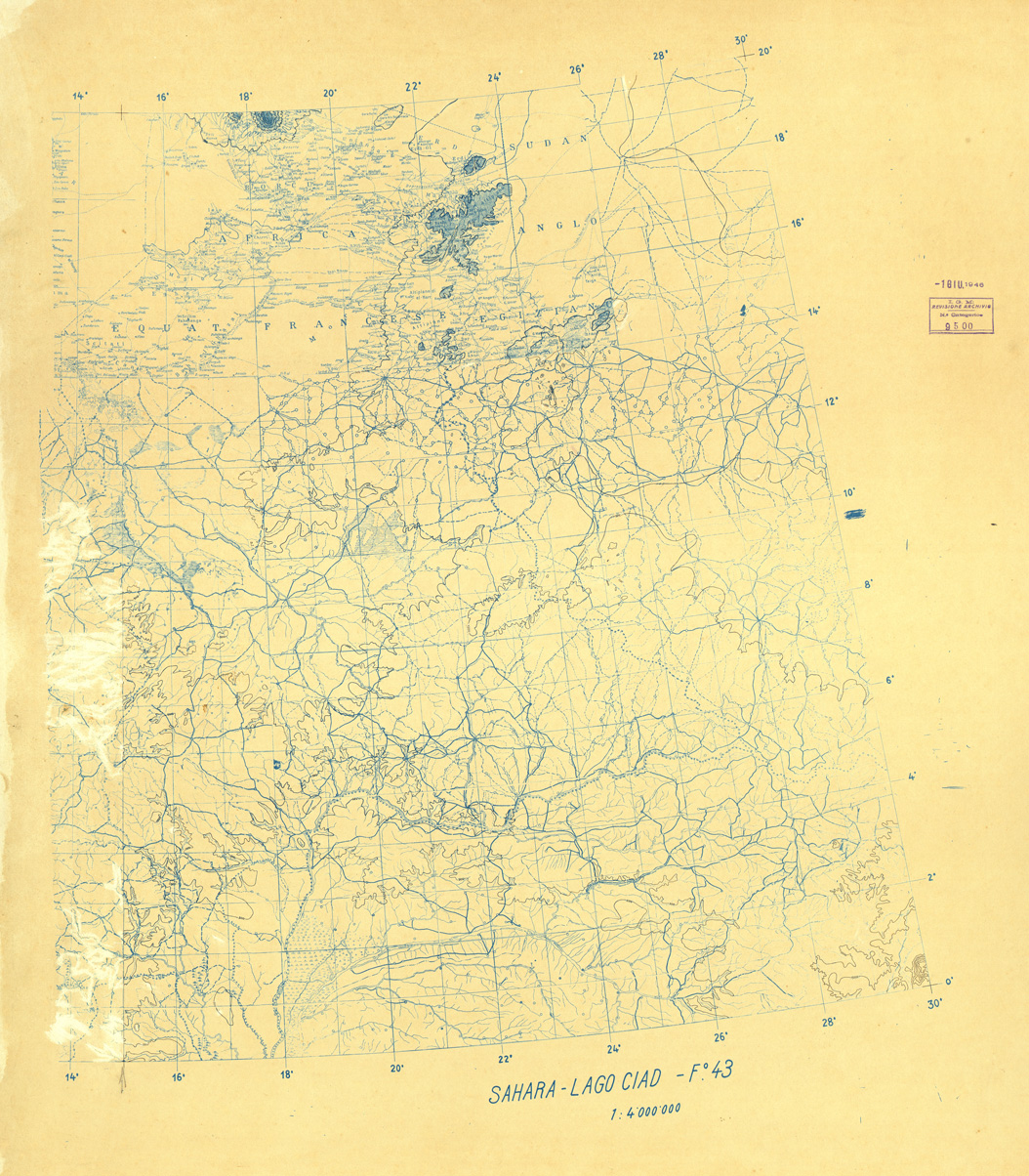 (N:32743) MONDO - SAHARA LAGO CIAD PARTE EST - FOGLIO 43. ORIGINALI A COLORI SEPARATI. CURVE (SE007441) Carte e stampe antiche: riproduzione a colori su carta (formato A1)