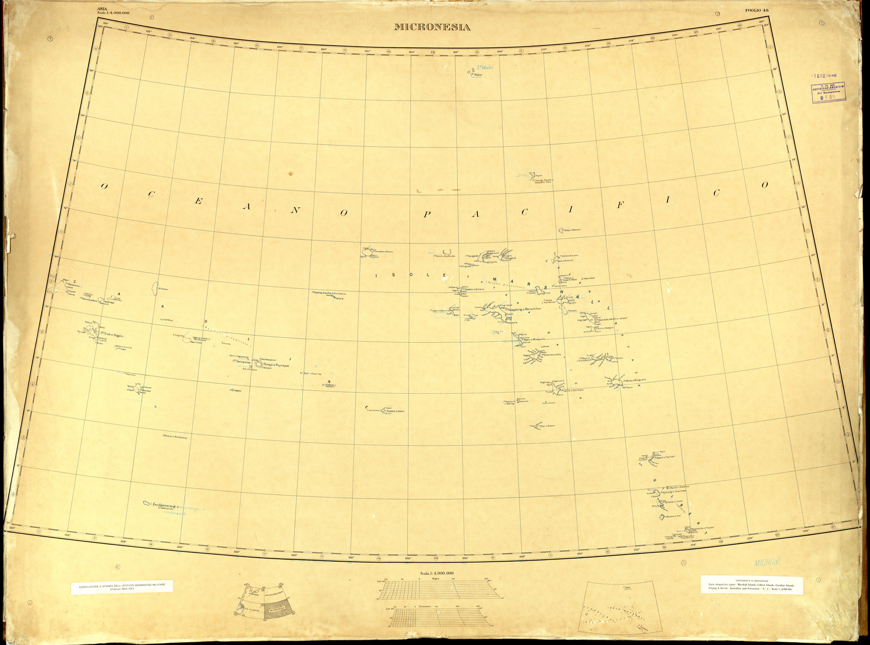 (N:32747) MONDO - MICRONESIA - FOGLIO 48. ORIGINALI A COLORI SEPARATI. NERO (SE007445) Carte e stampe antiche: riproduzione a colori su carta (formato A1)