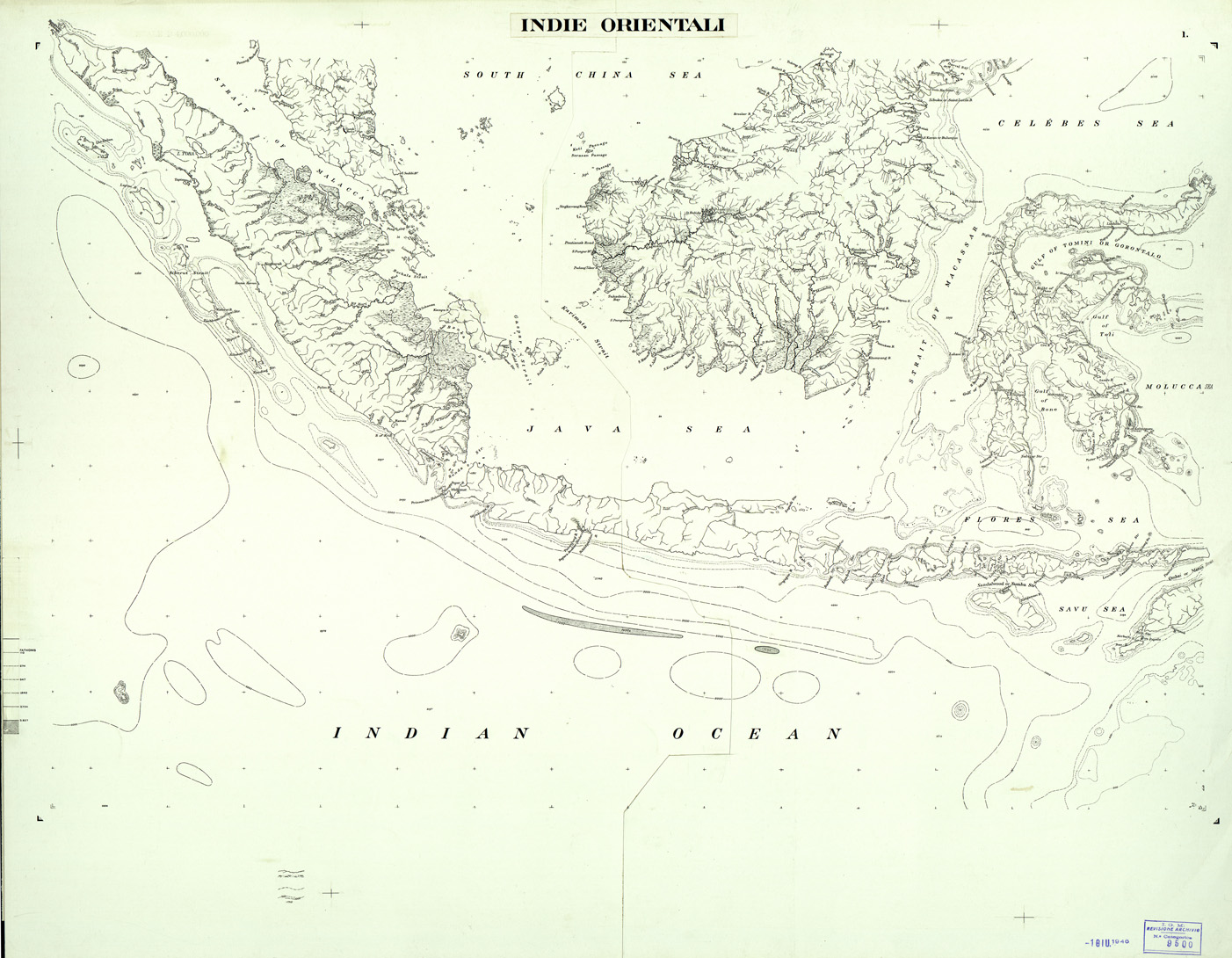 (N:32754) INDIE ORIENTALI - FOGLIO 1 OVEST. ORIGINALI A COLORI SEPARATI. ACQUE (SE007450) Carte e stampe antiche: riproduzione a colori su carta (formato A1)