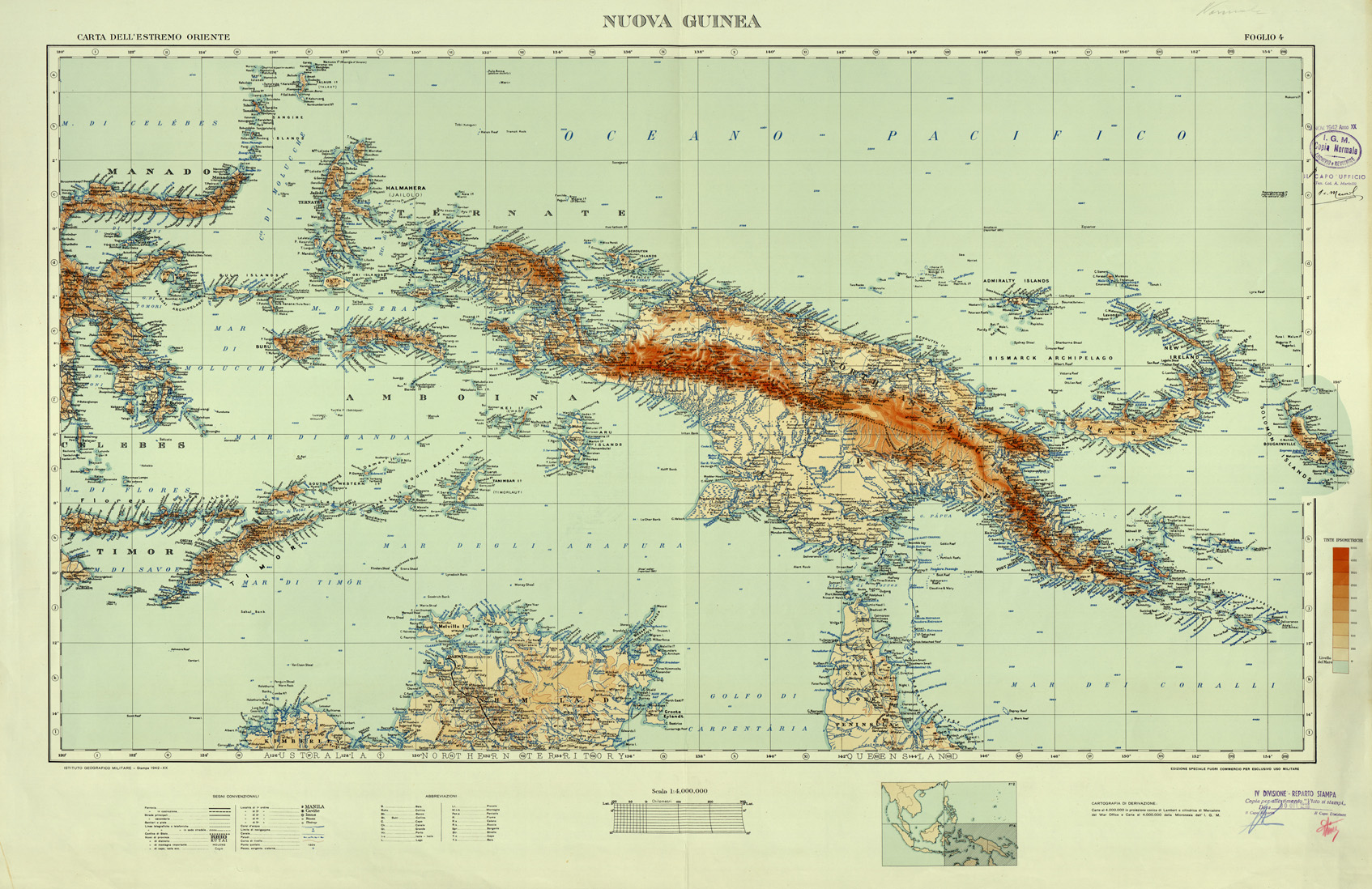 (N:32763) ESTREMO ORIENTE - FOGLIO 4 NUOVA GUINEA. (SE007458) Carte e stampe antiche: riproduzione a colori su carta (formato A1)