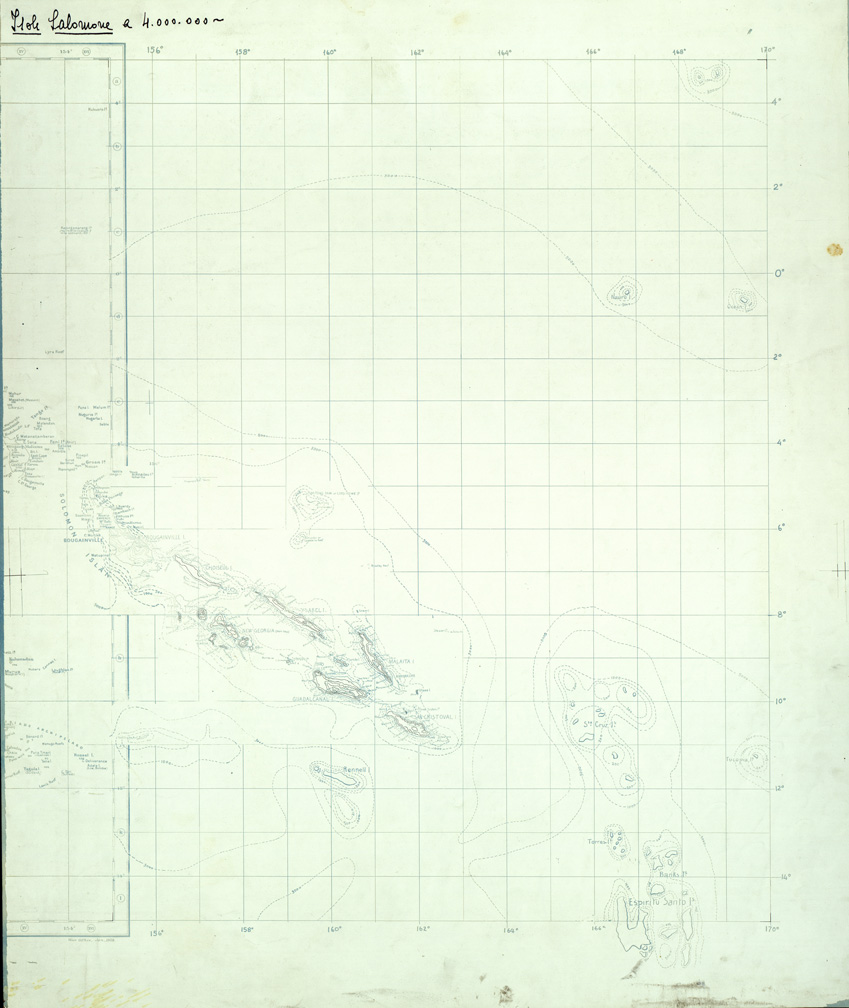 (N:32773) ESTREMO ORIENTE - ISOLE SALOMONE. ORIGINALI A COLORI SEPARATI. CURVE (SE007467) Carte e stampe antiche: riproduzione a colori su carta (formato A1)