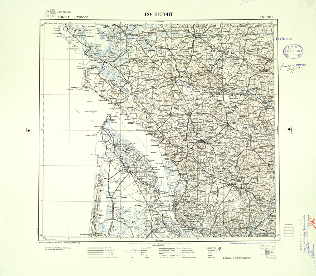 (N:33057) FRANCIA - ROCHEFORT SEZ. L30 I S.E. COPIA SENZA TINTE IPSOMETRICHE. (SE007475) Carte e stampe antiche: riproduzione a colori su carta (formato A1)