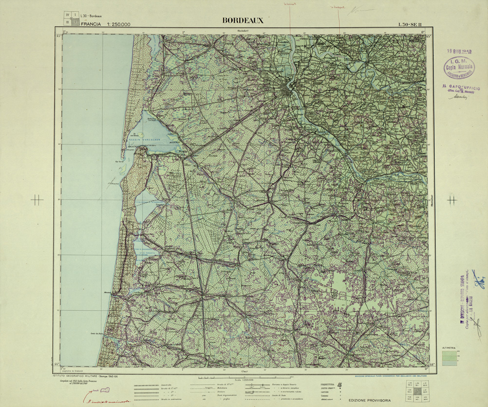 (N:33058) FRANCIA - BORDEAUX SEZ. L30 II S.E. (SE007476) Carte e stampe antiche: riproduzione a colori su carta (formato A1)