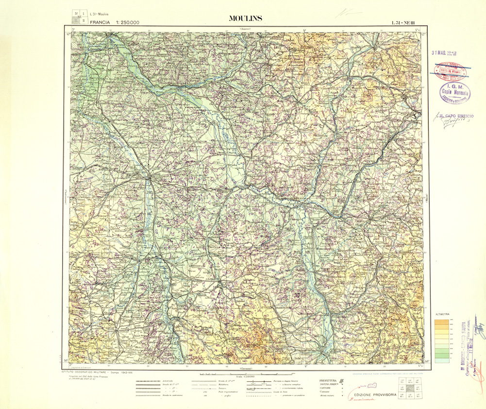 (N:33062) FRANCIA - MOULINS SEZ. L31 III N.E. (SE007480) Carte e stampe antiche: riproduzione a colori su carta (formato A1)