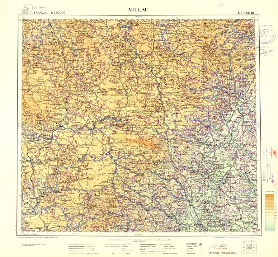 (N:33067) FRANCIA - MILLAU SEZ. L31 III S.E. (SE007485) Carte e stampe antiche: riproduzione a colori su carta (formato A1)
