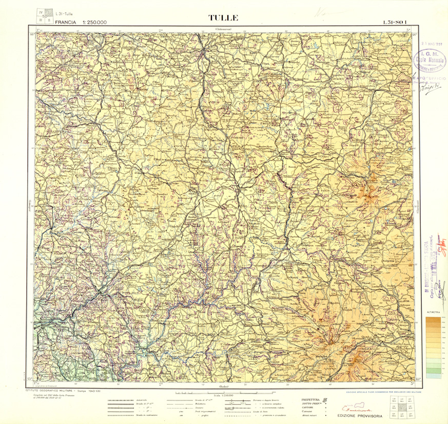 (N:33071) FRANCIA - TULLE SEZ. L31 I S.O. (SE007489) Carte e stampe antiche: riproduzione a colori su carta (formato A1)
