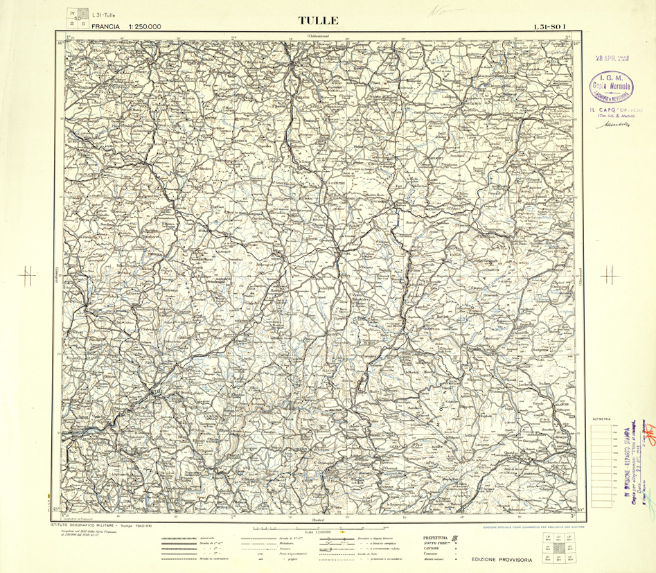 (N:33072) FRANCIA - TULLE SEZ. L31 I S.O. COPIA SENZA TINTE IPSOMETRICHE. (SE007490) Carte e stampe antiche: riproduzione a colori su carta (formato A1)
