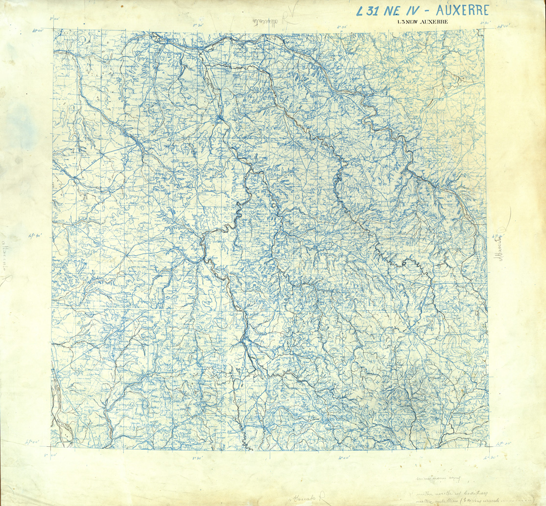 (N:33194) FRANCIA ORIGINALI A TIPI SEPARATI - AUXERRE SEZ. L31 IV N.E. ACQUE. (SE007559) Carte e stampe antiche: riproduzione a colori su carta (formato A1)