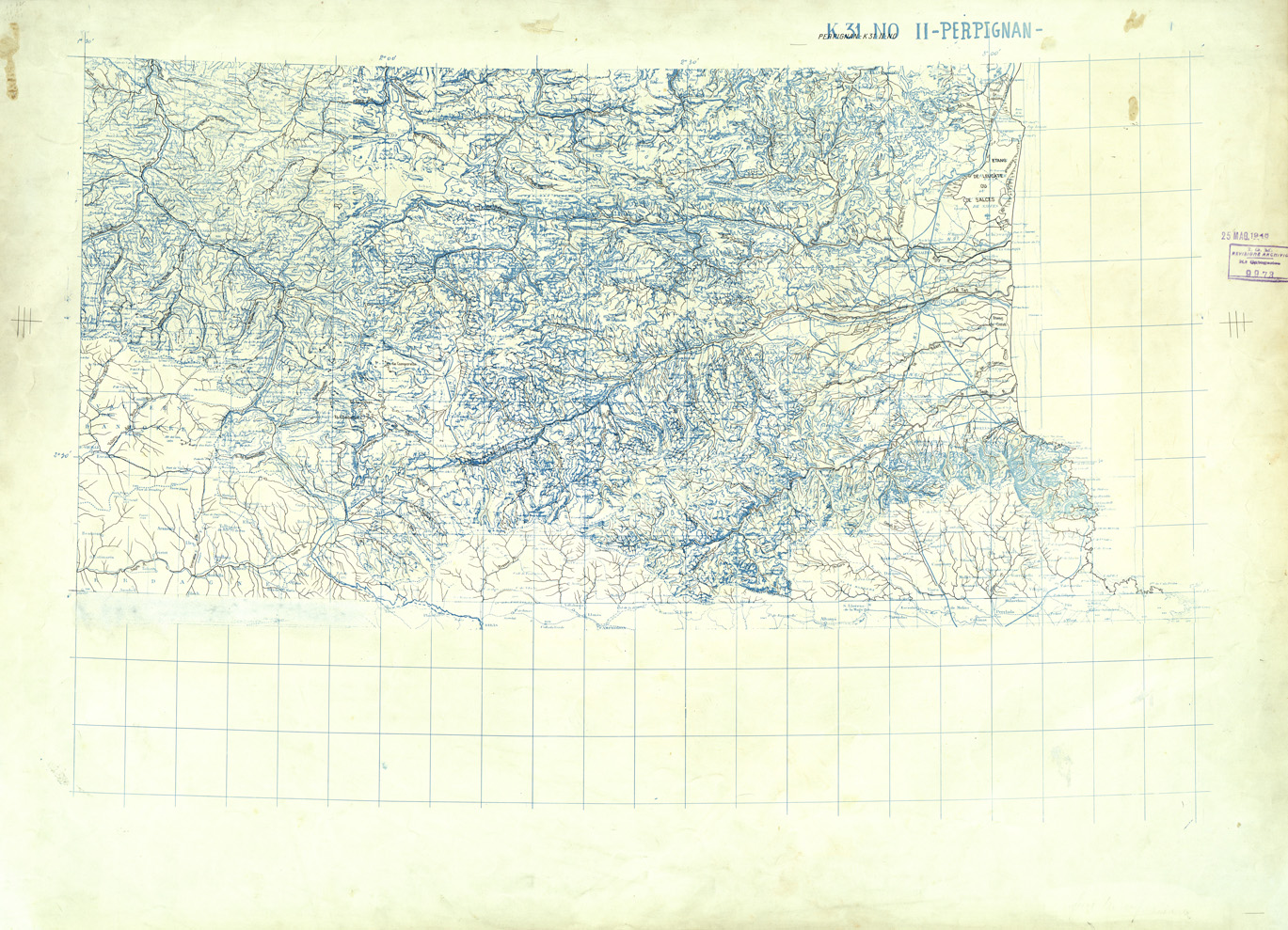 (N:33287) FRANCIA ORIGINALI A TIPI SEPARATI - PERPIGNAN SEZ. K31 II N.O. ACQUE. (SE007643) Carte e stampe antiche: riproduzione a colori su carta (formato A1)