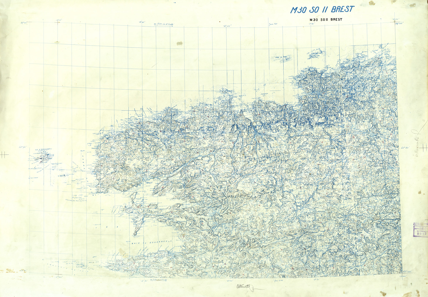 (N:33316) FRANCIA ORIGINALI A TIPI SEPARATI - BREST SEZ. M30 II S.O. CURVE. (SE007672) Carte e stampe antiche: riproduzione a colori su carta (formato A1)
