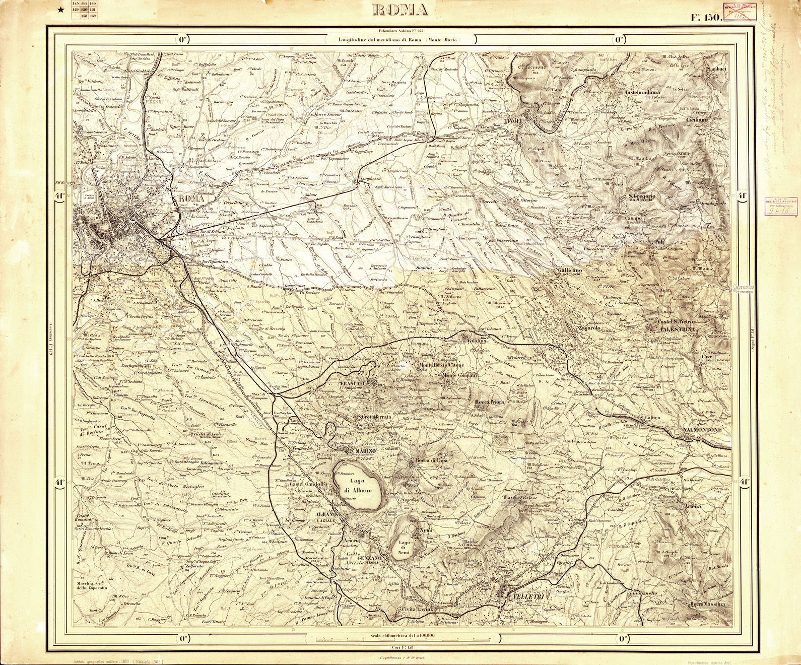 (N:33136) CARTA D'ITALIA FOGLIO 150 ROMA (SE007732) Carte e stampe antiche: riproduzione a colori su carta (formato A1)