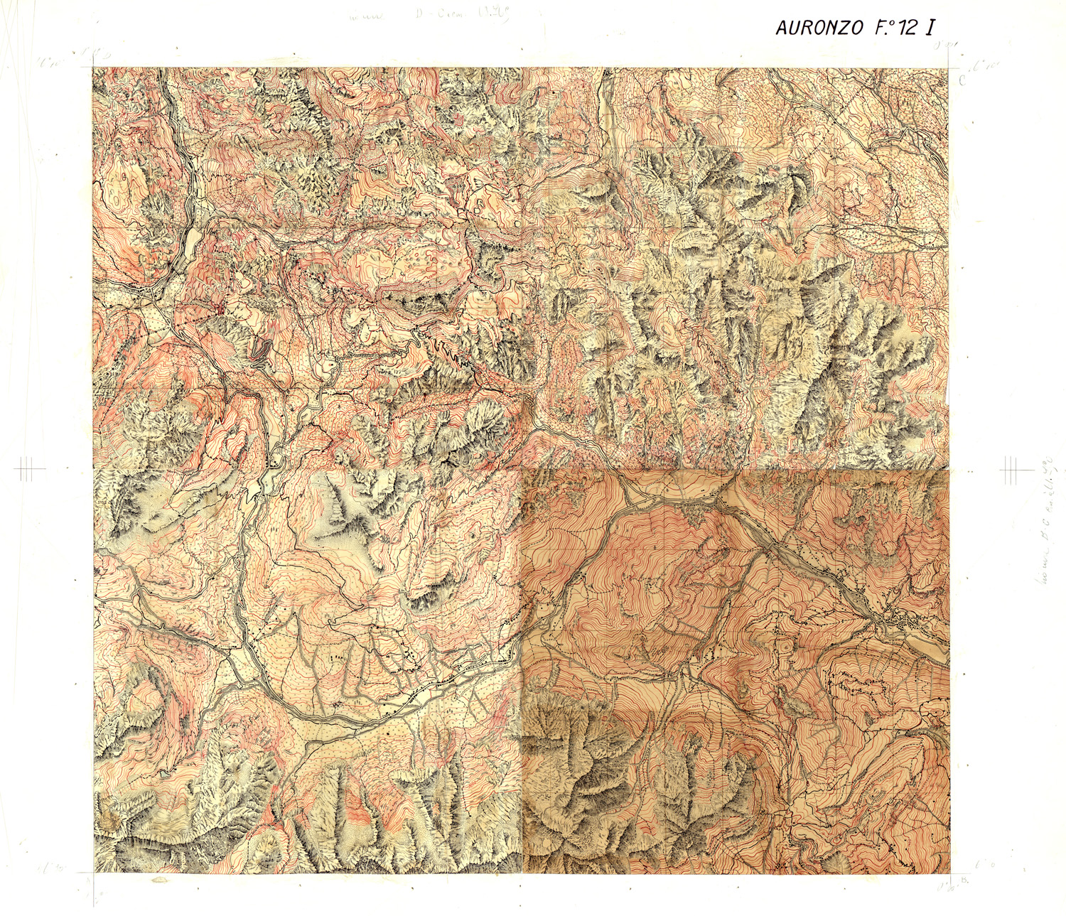 (N:33171) ITALIA FOGLIO 12 I AURONZO (SE007746) Carte e stampe antiche: riproduzione a colori su carta (formato A1)