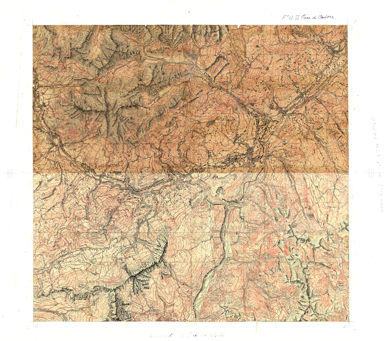 (N:33172) ITALIA FOGLIO 12 II PIEVE DI CADORE (SE007747) Carte e stampe antiche: riproduzione a colori su carta (formato A1)