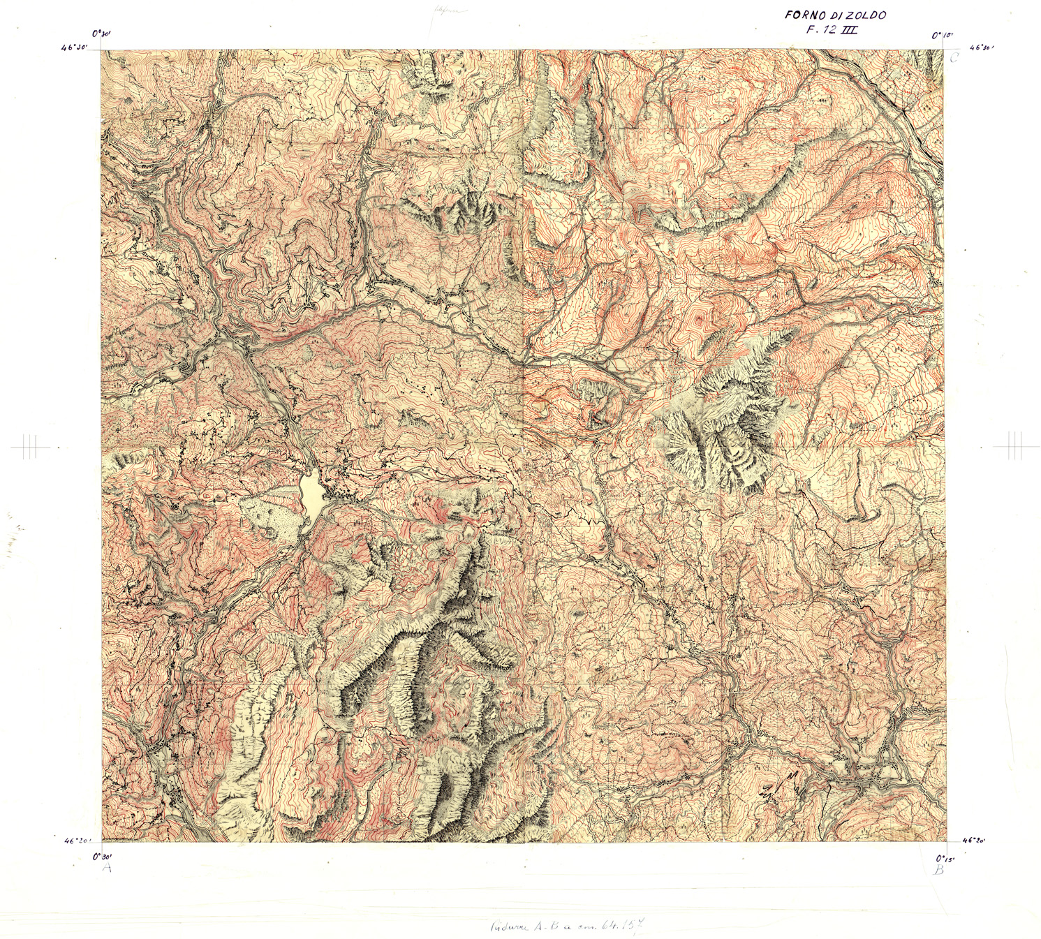 (N:33179) ITALIA FOGLIO 12 III FORNO DI ZOLDO (SE007748) Carte e stampe antiche: riproduzione a colori su carta (formato A1)