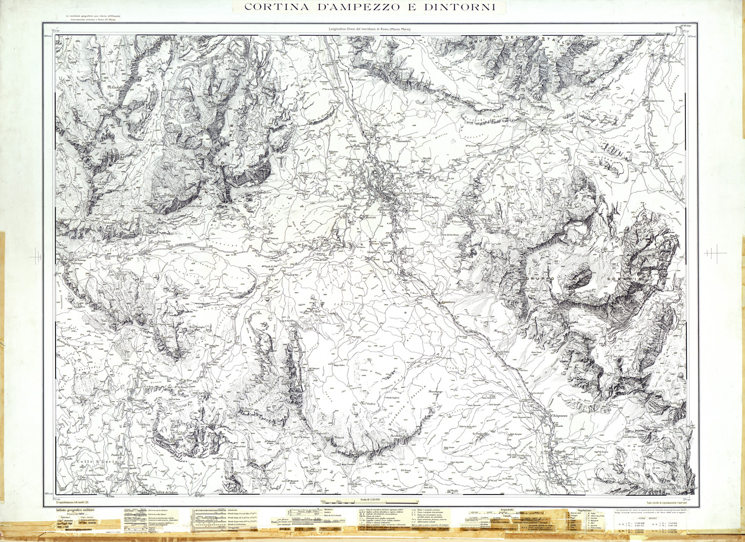 (N:33453) CORTINA D'AMPEZZO E DINTORNI (SE007771) Carte e stampe antiche: riproduzione a colori su carta (formato A1)