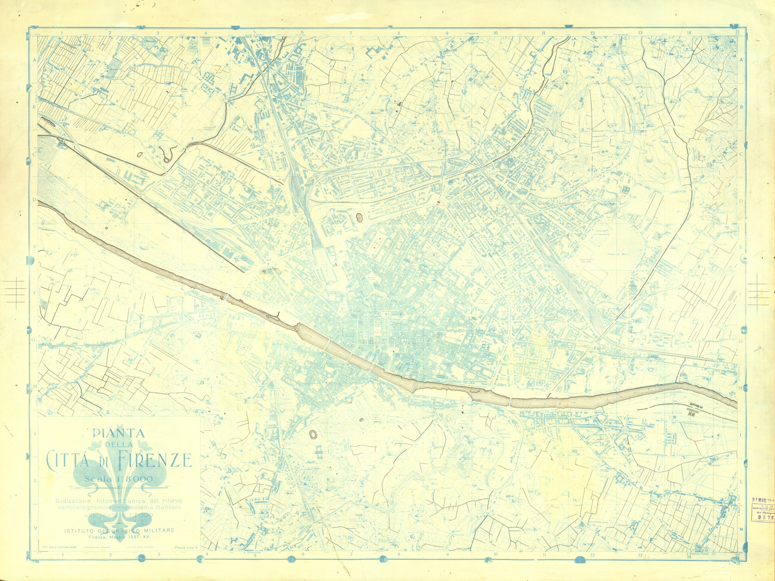 (N:33378) PIANTA DELLA CITTA' DI FIRENZE - ORIGINALI A COLORI SEPARATI - IDROGRAFIA (SE007816) Carte e stampe antiche: riproduzione a colori su carta (formato A1)