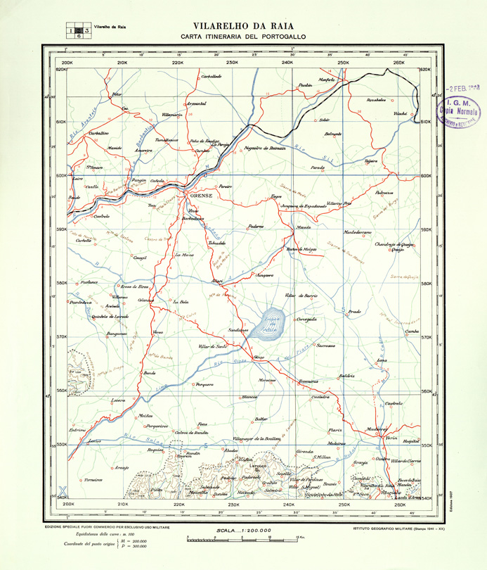(N:33412) CARTA ITINERARIA DEL PORTOGALLO - FOGLIO 2 VILARELHO. (SE007841) Carte e stampe antiche: riproduzione a colori su carta (formato A1)