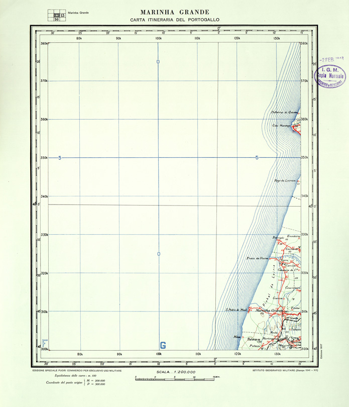 (N:33422) CARTA ITINERARIA DEL PORTOGALLO - FOGLIO 12 MARINHA. (SE007851) Carte e stampe antiche: riproduzione a colori su carta (formato A1)
