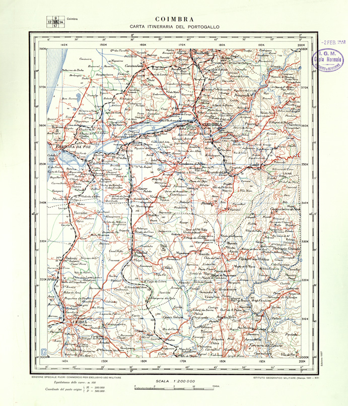 (N:33424) CARTA ITINERARIA DEL PORTOGALLO - FOGLIO 13 COIMBRA. (SE007852) Carte e stampe antiche: riproduzione a colori su carta (formato A1)