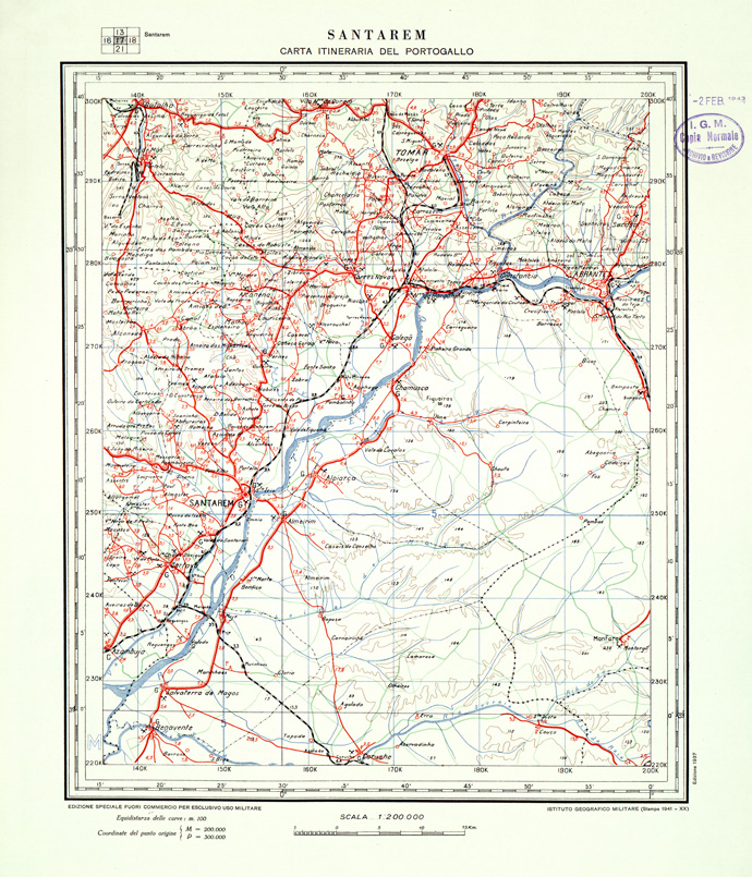 (N:33434) CARTA ITINERARIA DEL PORTOGALLO - FOGLIO 17 SANTAREM. (SE007856) Carte e stampe antiche: riproduzione a colori su carta (formato A1)
