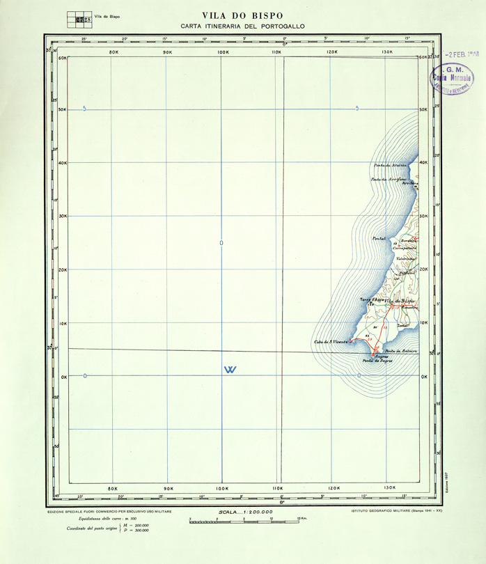 (N:33445) CARTA ITINERARIA DEL PORTOGALLO - FOGLIO 27 VILA DO BISPO. (SE007866) Carte e stampe antiche: riproduzione a colori su carta (formato A1)