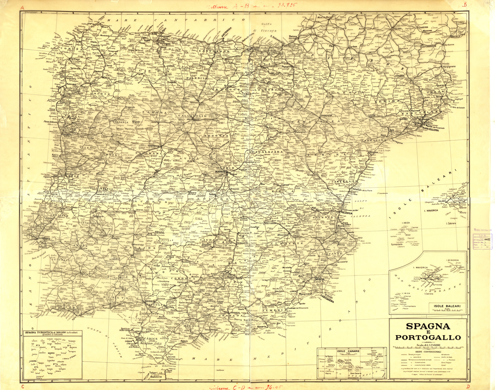 (N:33467) SPAGNA E PORTOGALLO - ORIGINALI A COLORI SEPARATI - NERO. (SE007881) Carte e stampe antiche: riproduzione a colori su carta (formato A1)