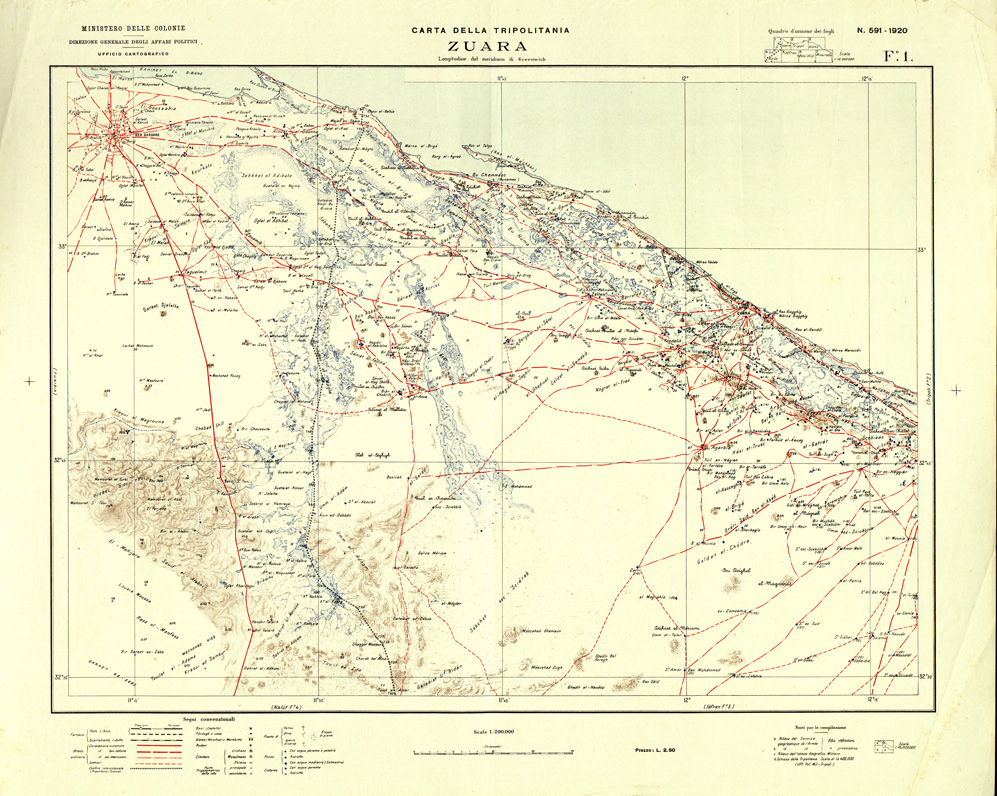(N:33667) CARTA DELLA TRIPOLITANIA - FOGLIO 1 ZUARA. (SE007987) Carte e stampe antiche: riproduzione a colori su carta (formato A1)