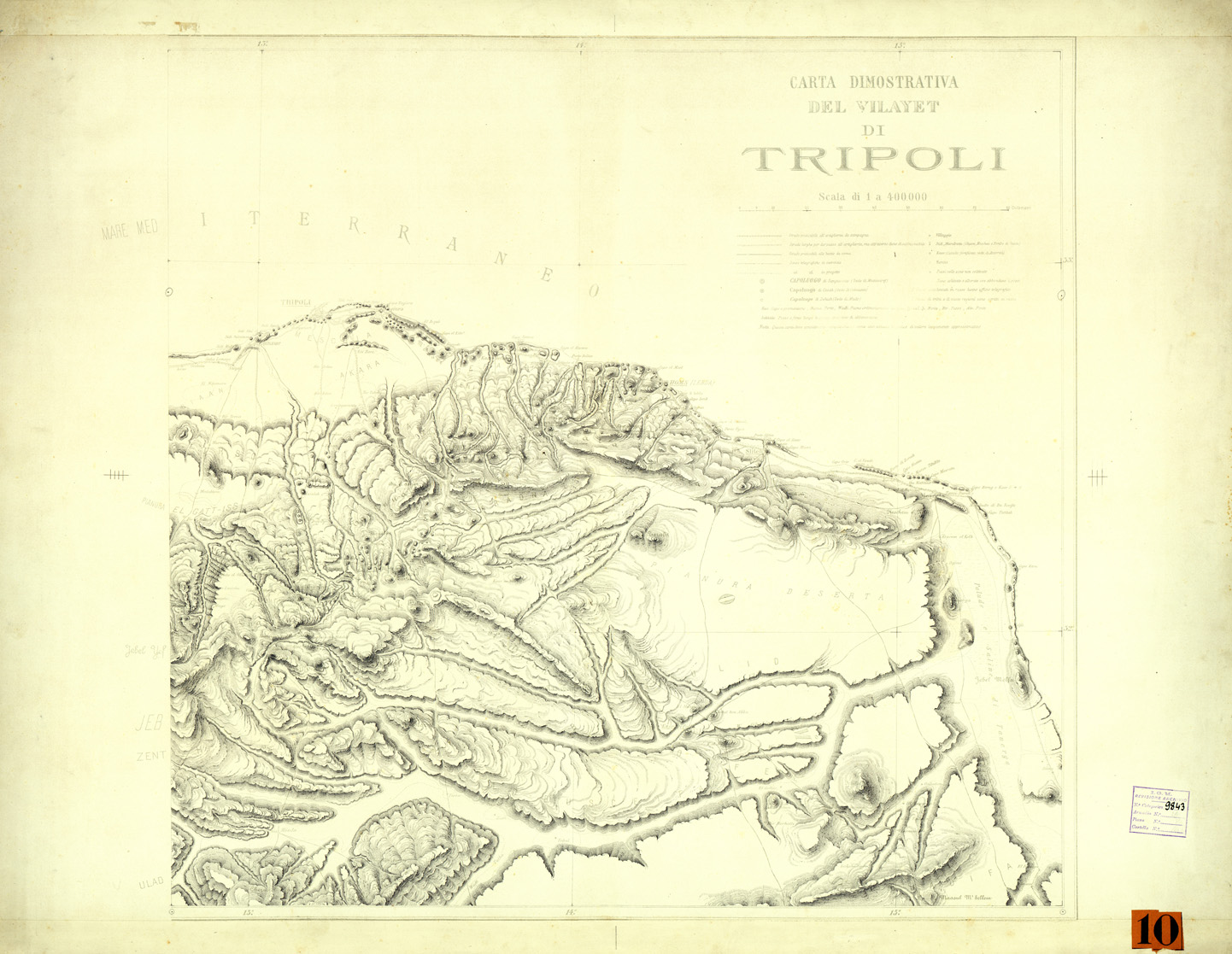 (N:33679) CARTA DEL TERRITORIO DELLA TRIPOLITANIA - FOGLIO EST - ORIGINALI A COLORI SEPARATI - OROGRAFIA (SE007993) Carte e stampe antiche: riproduzione a colori su carta (formato A1)