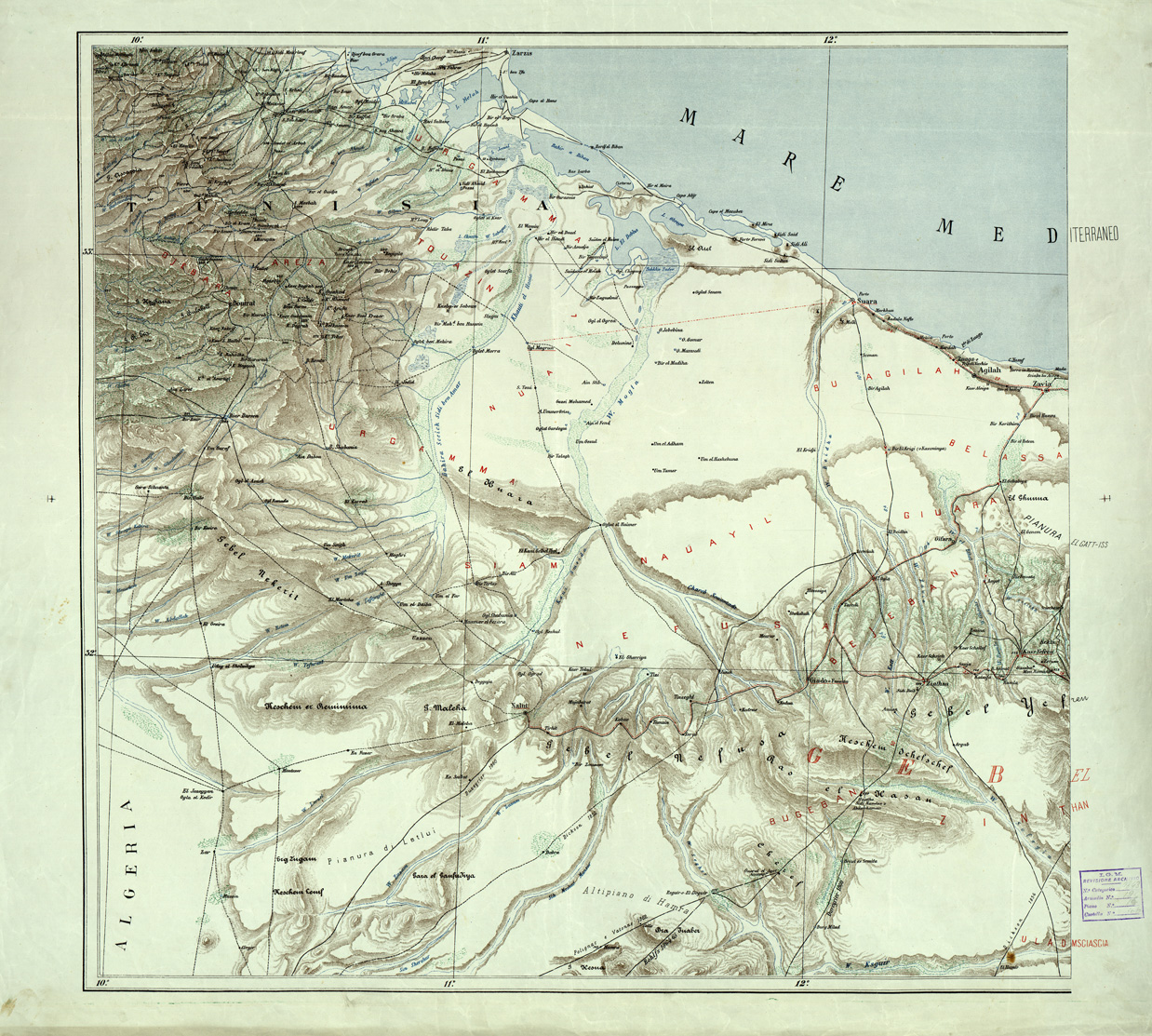(N:33680) CARTA DEL TERRITORIO DELLA TRIPOLITANIA - FOGLIO OVEST (SE007994) Carte e stampe antiche: riproduzione a colori su carta (formato A1)