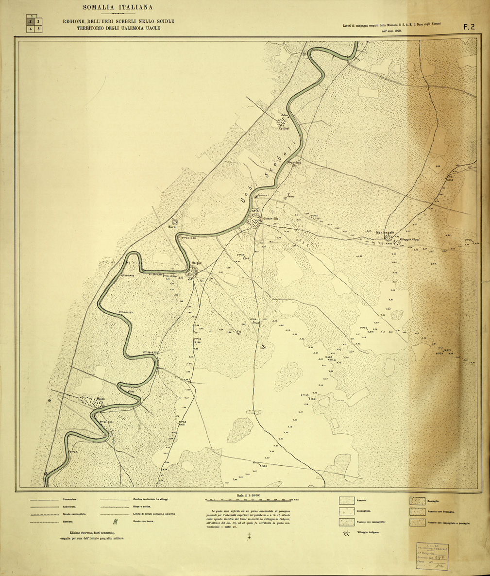 (N:33702) REGIONE DELL' UEBI SCEBELI NELLO SCIDLE ( TERRITORIO DEGLI UALEMOIA UACLE ) - FOGLIO 2 (SE007997) Carte e stampe antiche: riproduzione a colori su carta (formato A1)