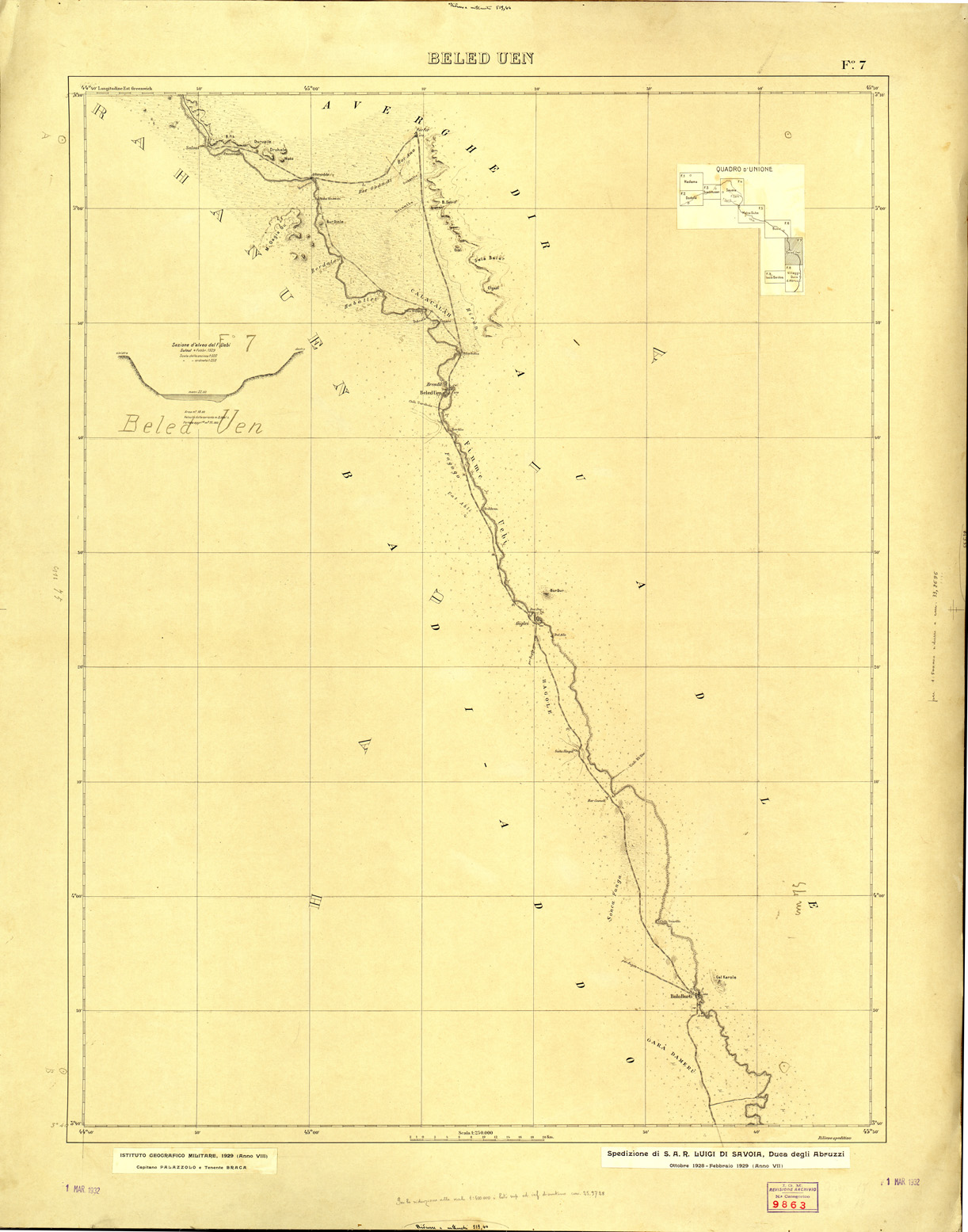 (N:33726) SOMALIA - FOGLIO 7 BELED UEN - ORIGINALE (SE008014) Carte e stampe antiche: riproduzione a colori su carta (formato A1)