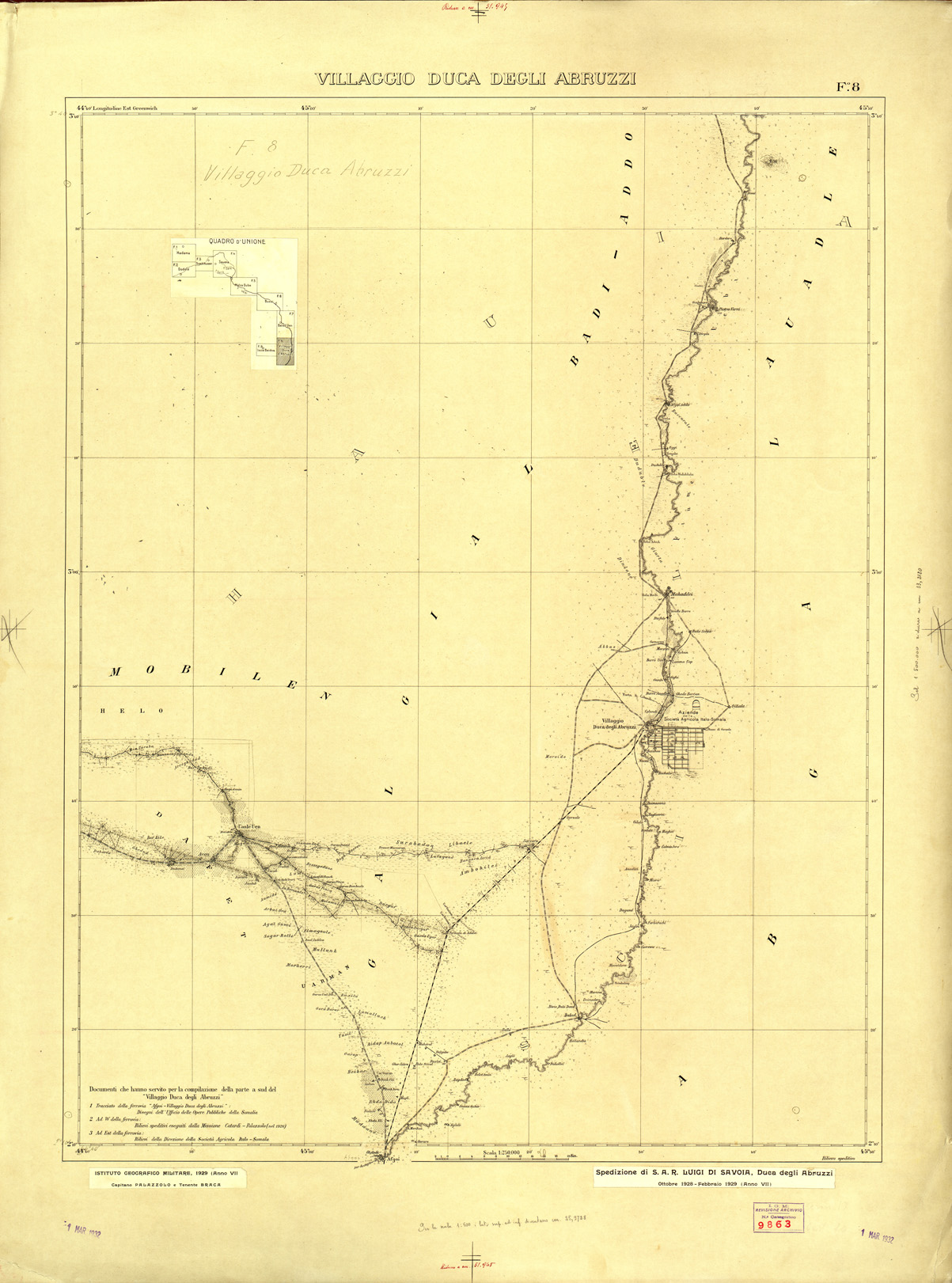 (N:33727) SOMALIA - FOGLIO 8 VILLAGGIO DUCA DEGLI ABRUZZI - ORIGINALE (SE008015) Carte e stampe antiche: riproduzione a colori su carta (formato A1)
