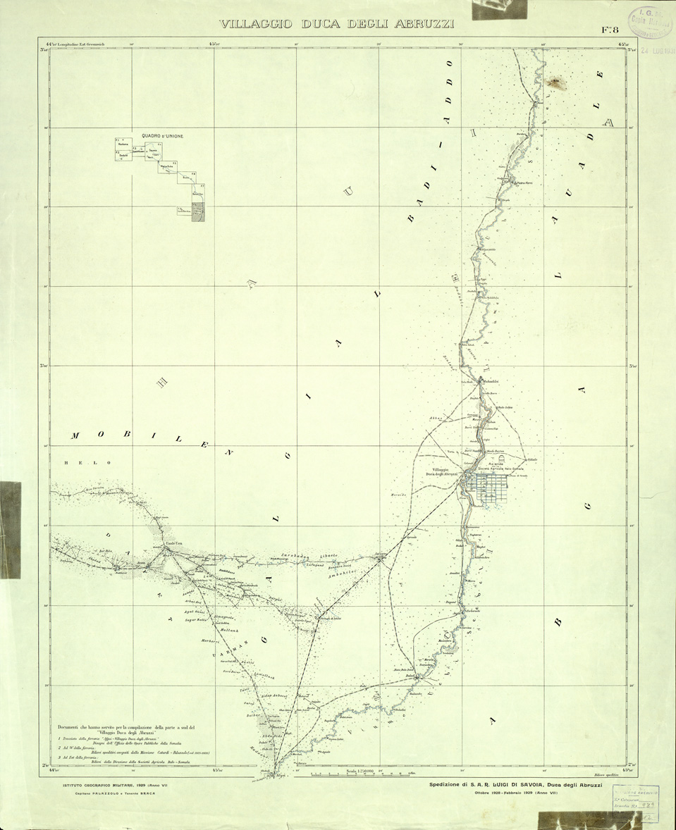 (N:33737) SOMALIA - FOGLIO 8 VILLAGGIO DUCA DEGLI ABRUZZI (SE008024) Carte e stampe antiche: riproduzione a colori su carta (formato A1)