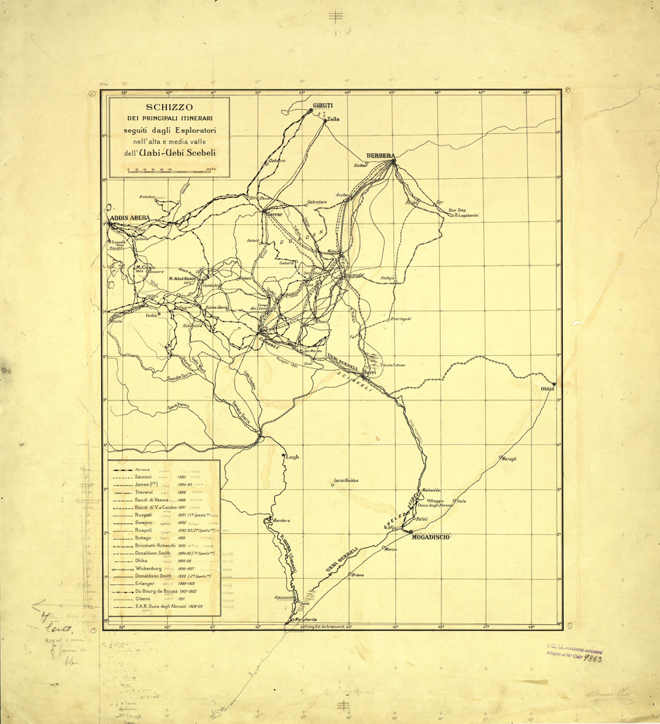 (N:33749) SOMALIA - ALTA E MEDIA VALLE DELL' UABI - UEBI SCEBELI - ORIGINALE (SE008030) Carte e stampe antiche: riproduzione a colori su carta (formato A1)
