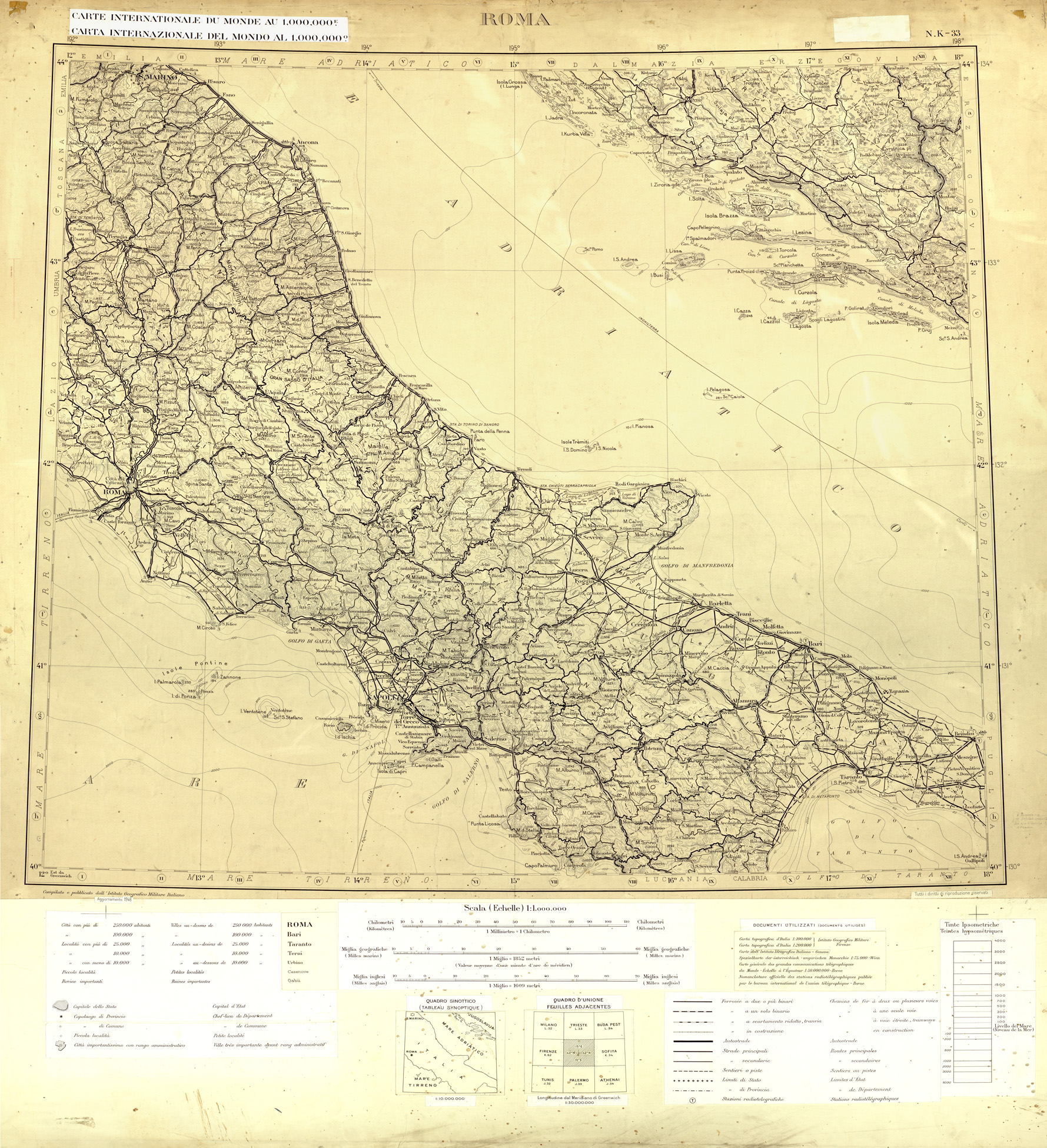 (N:33636) CARTA INTERNAZIONALE DEL MONDO  FOGLIO K 33 ROMA  ORIGINALE (SE008052) Carte e stampe antiche: riproduzione a colori su carta (formato A1)