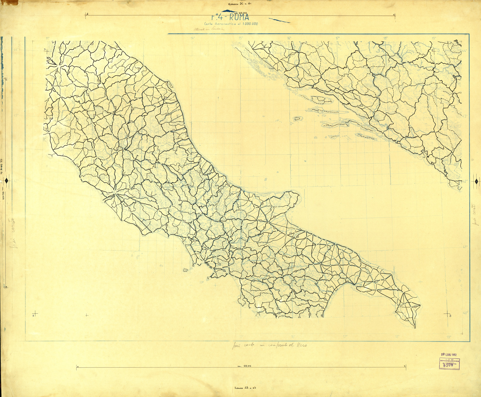 (N:33685) CARTA AERONAUTICA DEL MONDO FOGLIO 2321 ROMA  ORIGINALI A COLORI SEPARATI STRADE (SE008081) Carte e stampe antiche: riproduzione a colori su carta (formato A1)