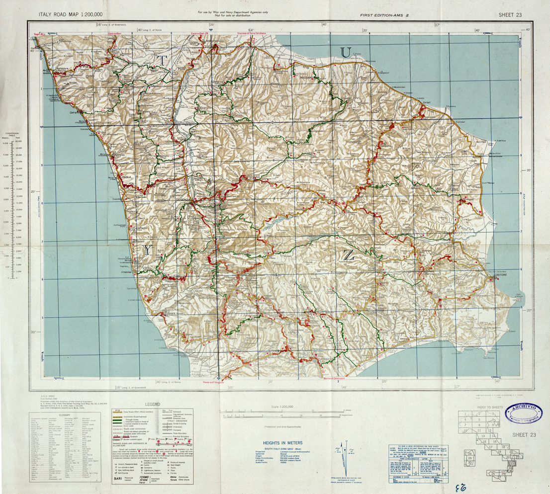 (N:33835) ITALY ROAD MAP - SHEET 23. (SE008148) Carte e stampe antiche: riproduzione a colori su carta (formato A1)