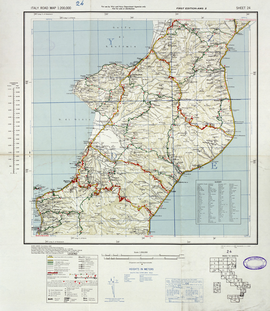 (N:33836) ITALY ROAD MAP - SHEET 24. (SE008149) Carte e stampe antiche: riproduzione a colori su carta (formato A1)