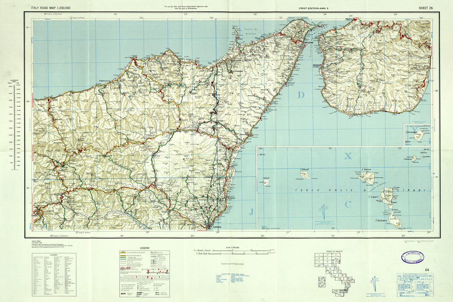 (N:33844) ITALY ROAD MAP - SHEET 26. (SE008150) Carte e stampe antiche: riproduzione a colori su carta (formato A1)