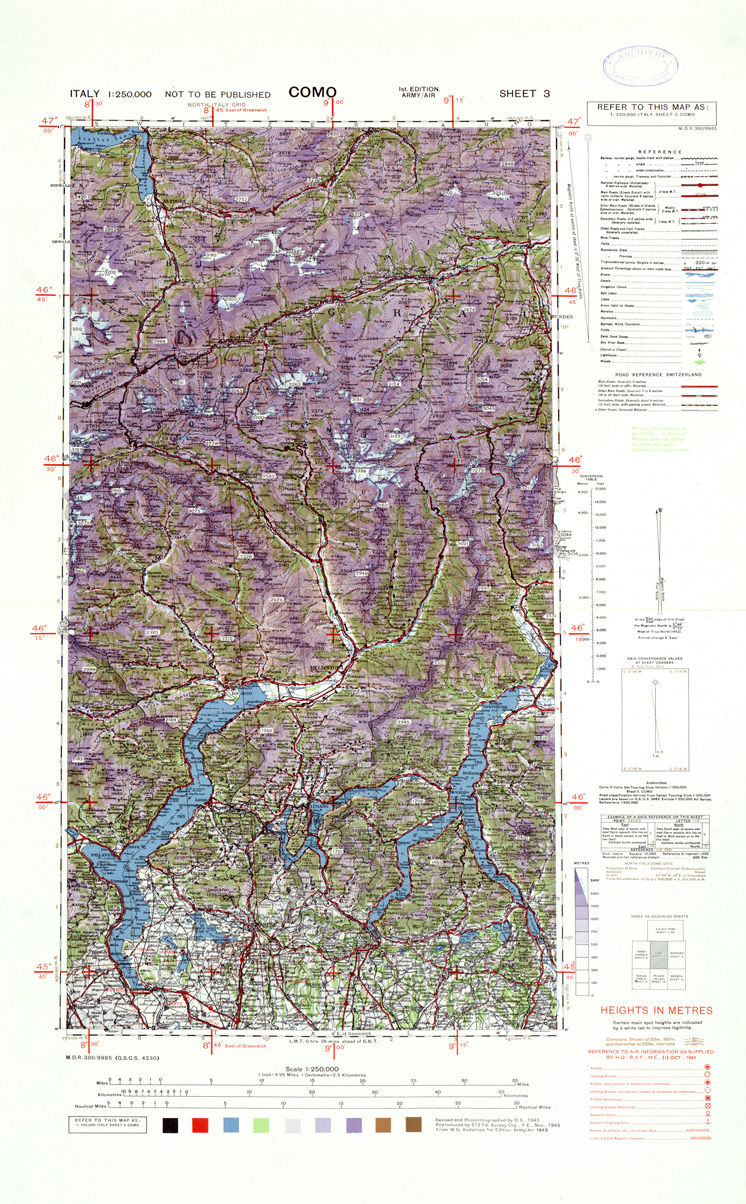 (N:33855) ITALY - SHEET 3 - COMO. (SE008156) Carte e stampe antiche: riproduzione a colori su carta (formato A1)