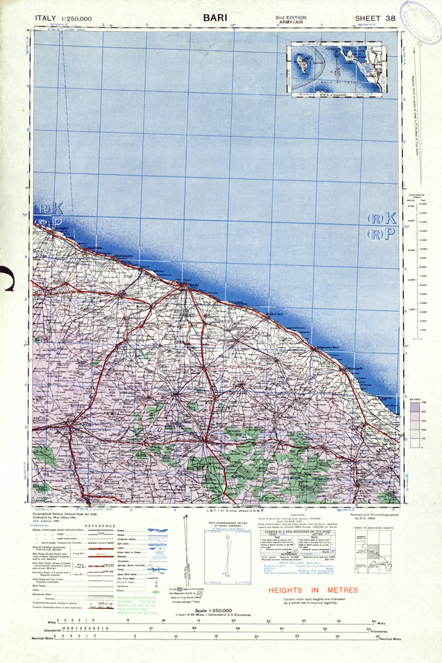 (N:33901) ITALY - SHEET 38 - BARI. (SE008193) Carte e stampe antiche: riproduzione a colori su carta (formato A1)